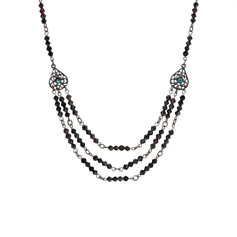 1928 Lantern Bead Multi-Row Necklace, Womens, Black Product Image