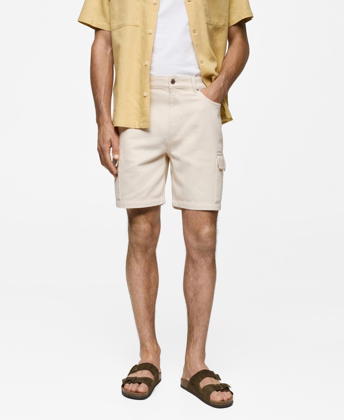 MANGO MAN - Denim cotton cargo shorts off whiteMen Product Image