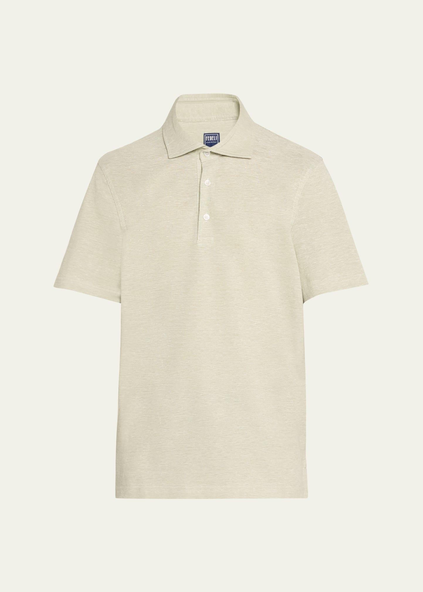 Mens Linen-Cotton Pique Polo Shirt Product Image