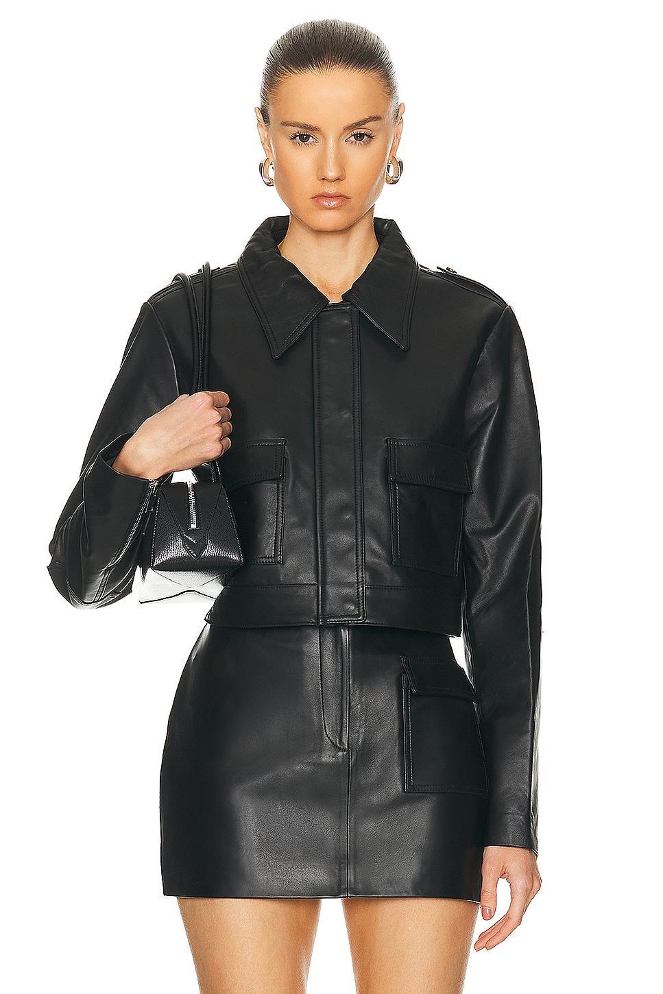 AEXAE Leather Cropped Jacket Product Image