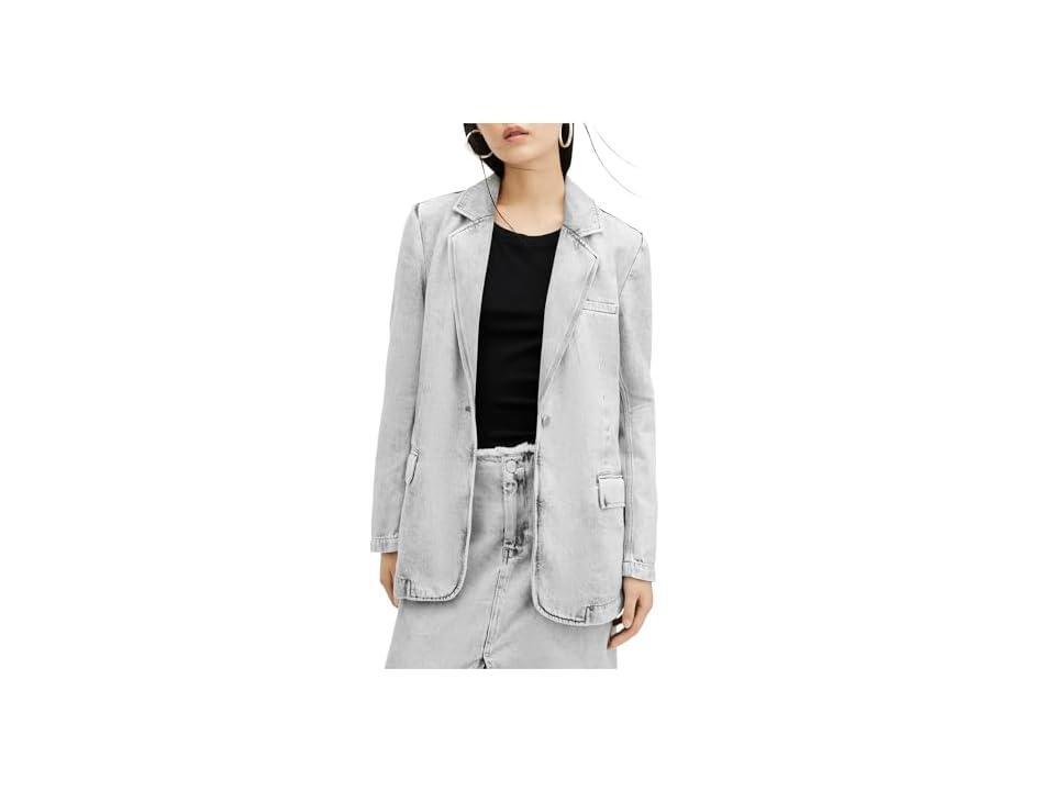 AllSaints Ever Denim Blazer (Snow Grey) Women's Vest Product Image