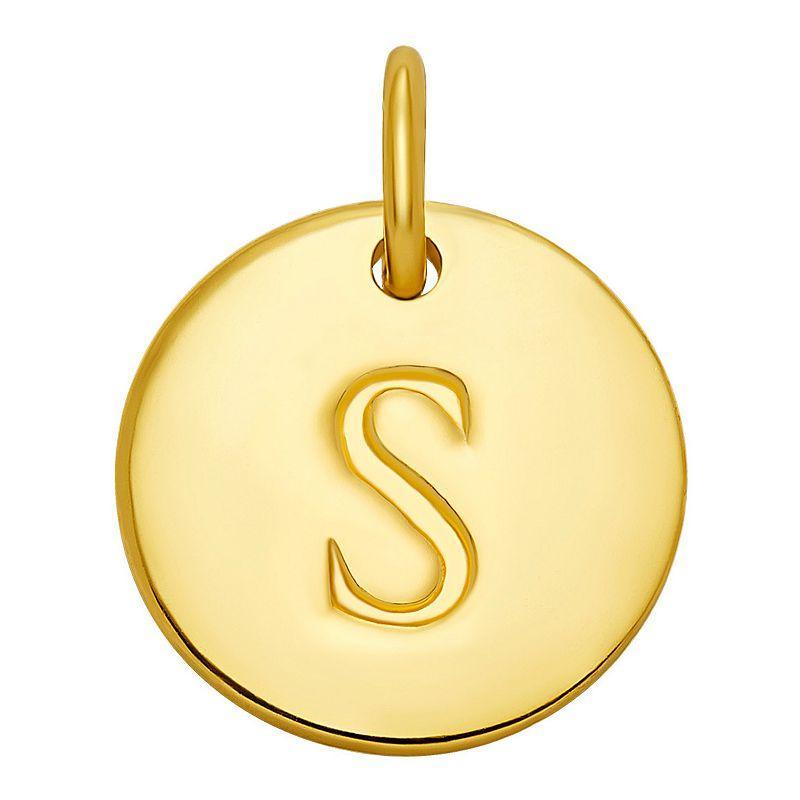 PRIMROSE 18k Gold Over Sterling Silver Letter Disc Charm, Womens, Gold Over Sterling D Product Image