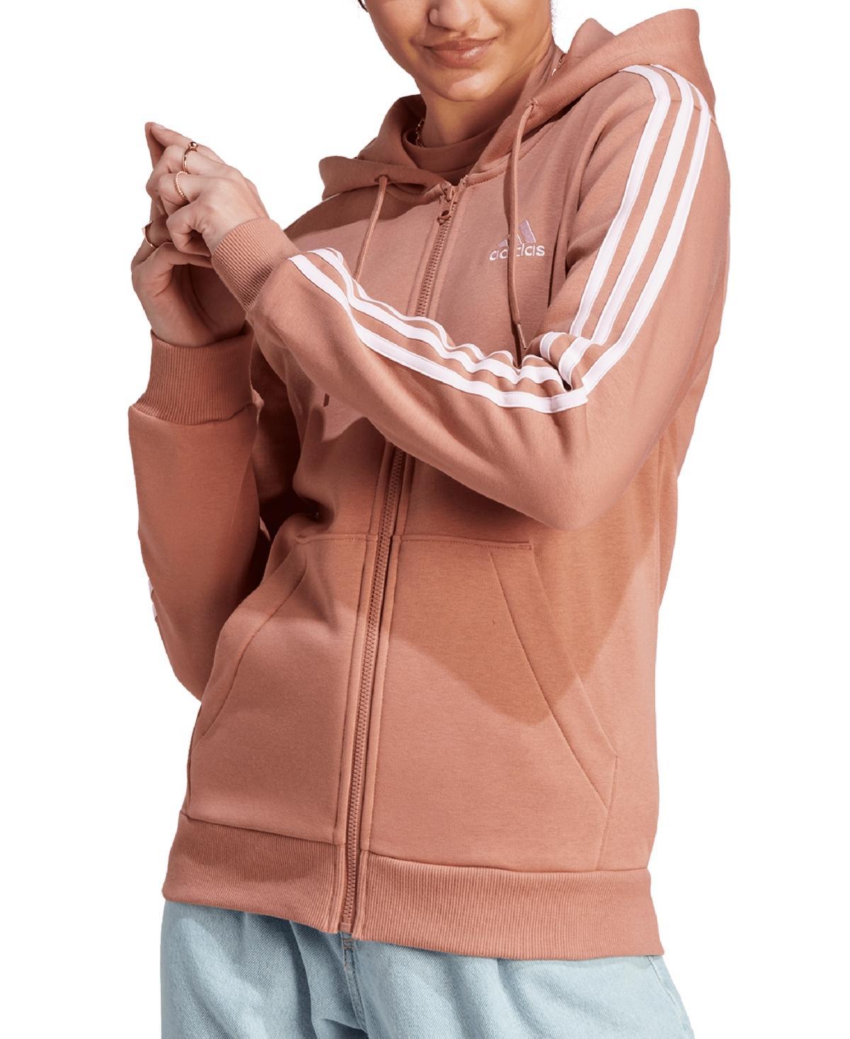 Womens adidas Essentials 3-Stripes Full-Zip Fleece Hoodie Product Image