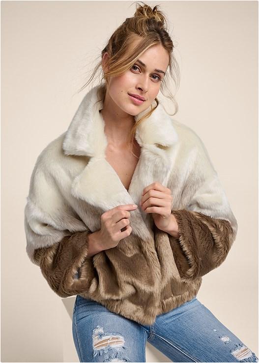 Faux-Fur Bomber Jacket Product Image