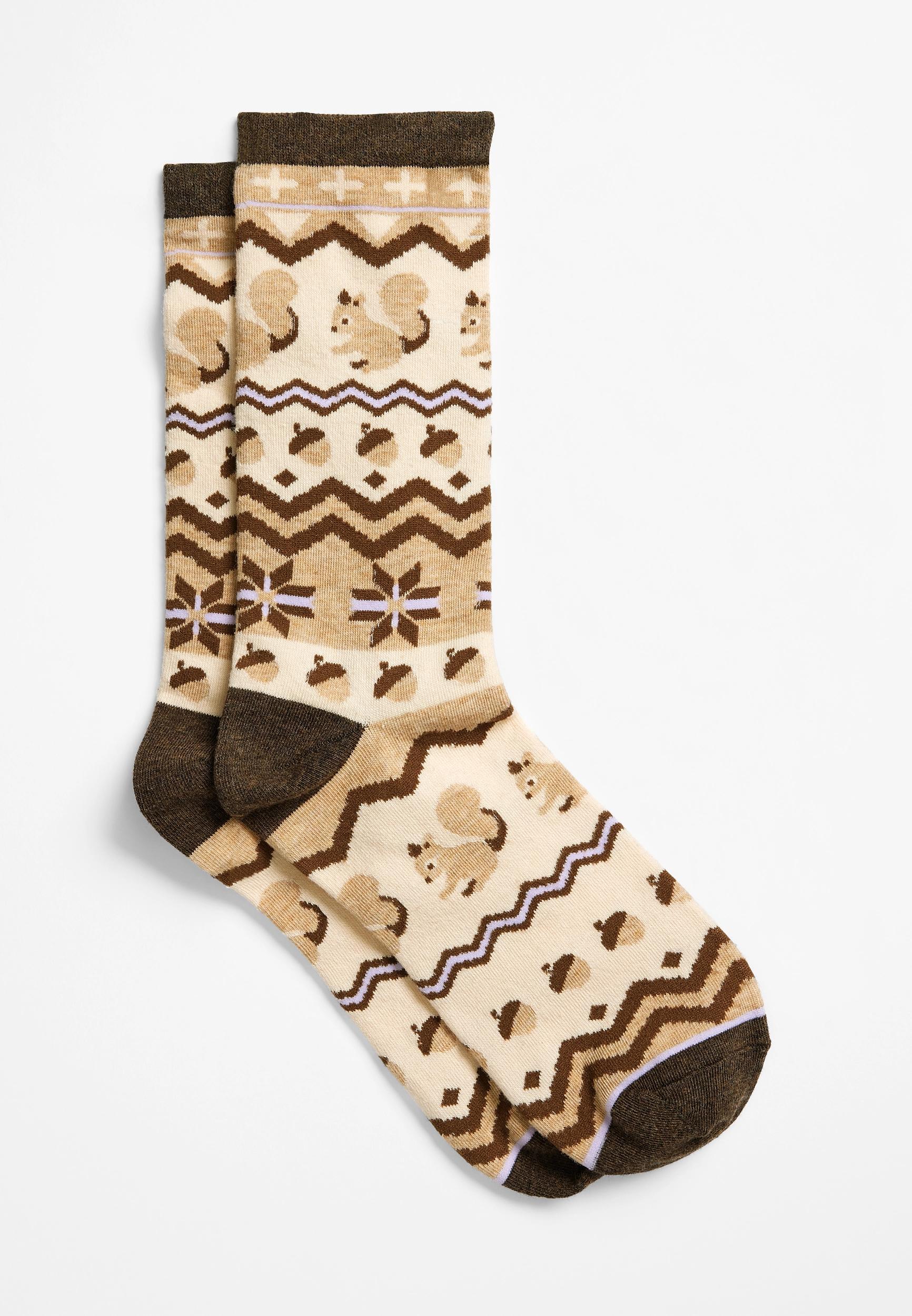 Maurices Womens Squirrel Fair Isle Crew Sock Brown Size One Size Product Image