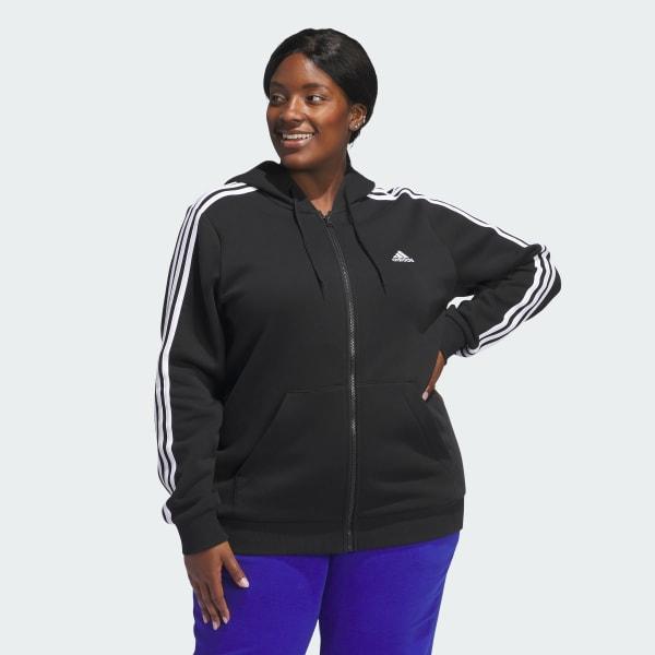 Essentials 3-Stripes Full-Zip Fleece Hoodie (Plus Size) Product Image