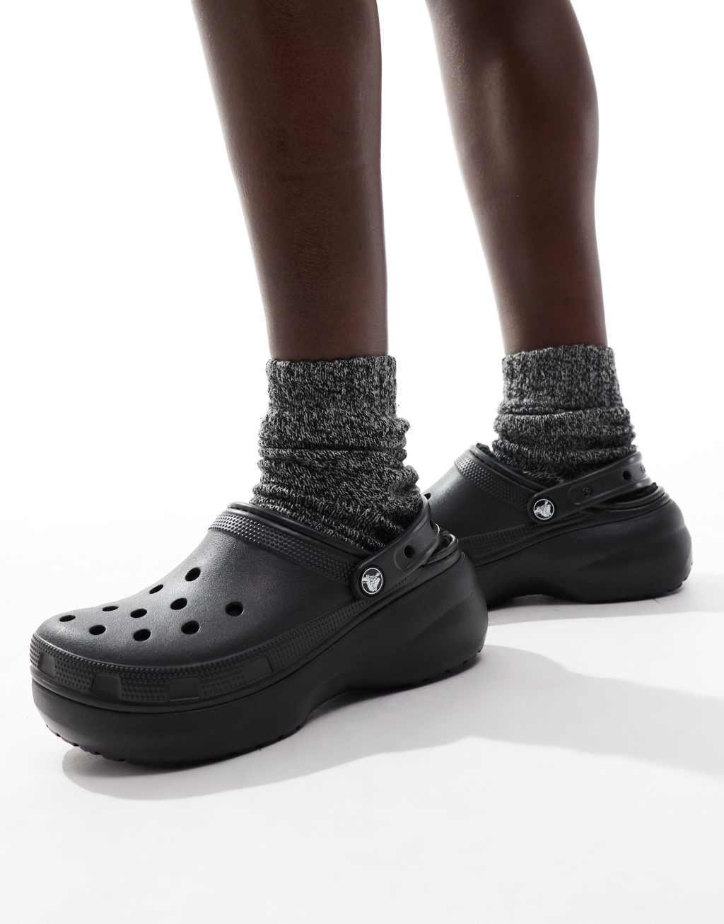 Crocs classic platform lined clogs in black  product image