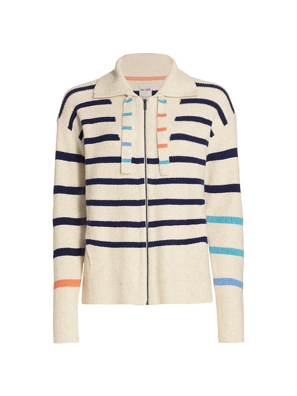 Womens Sailors Stripe Zip-Up Cardigan Product Image