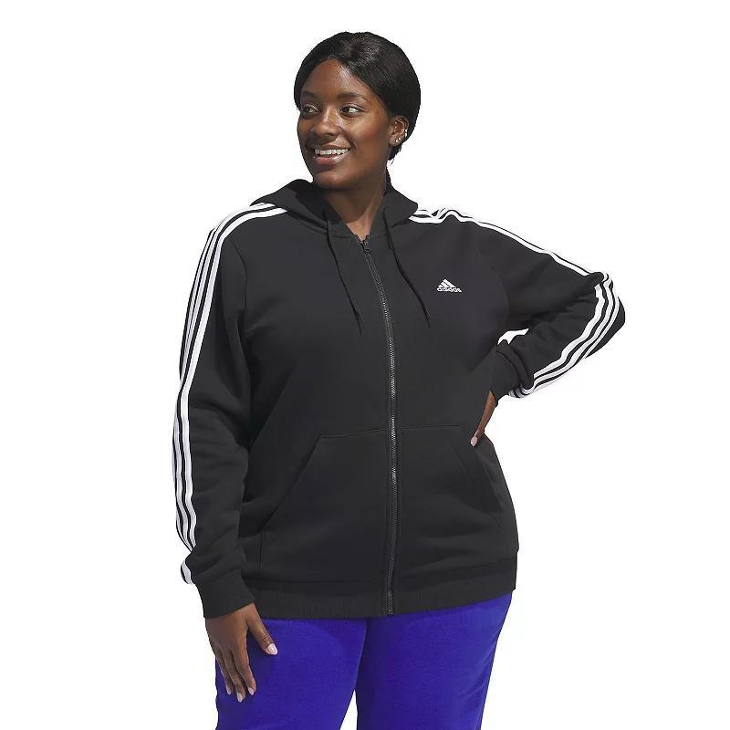 Plus Size adidas Essentials 3-Stripes Full-Zip Fleece Hoodie, Womens product image