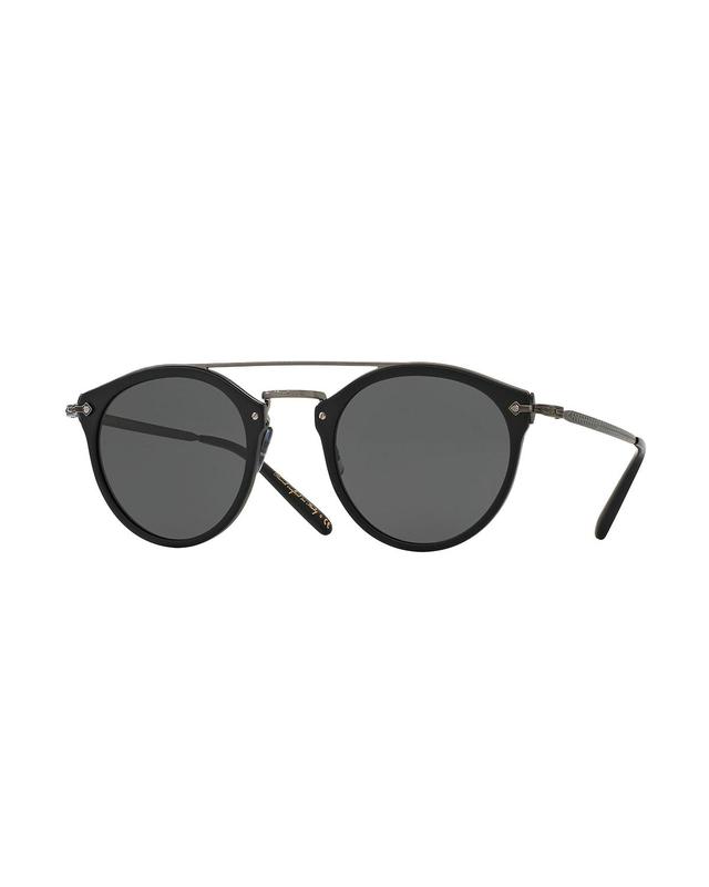 Remick Mirrored Brow-Bar Sunglasses, Semi Matte Black/Antique Pewter Product Image