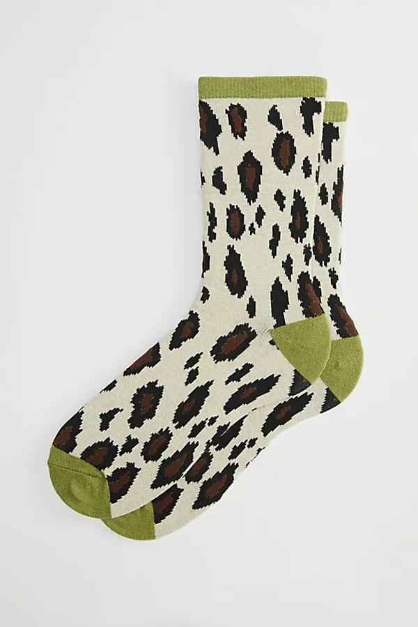 Marled Leopard Crew Sock Mens at Urban Outfitters Product Image