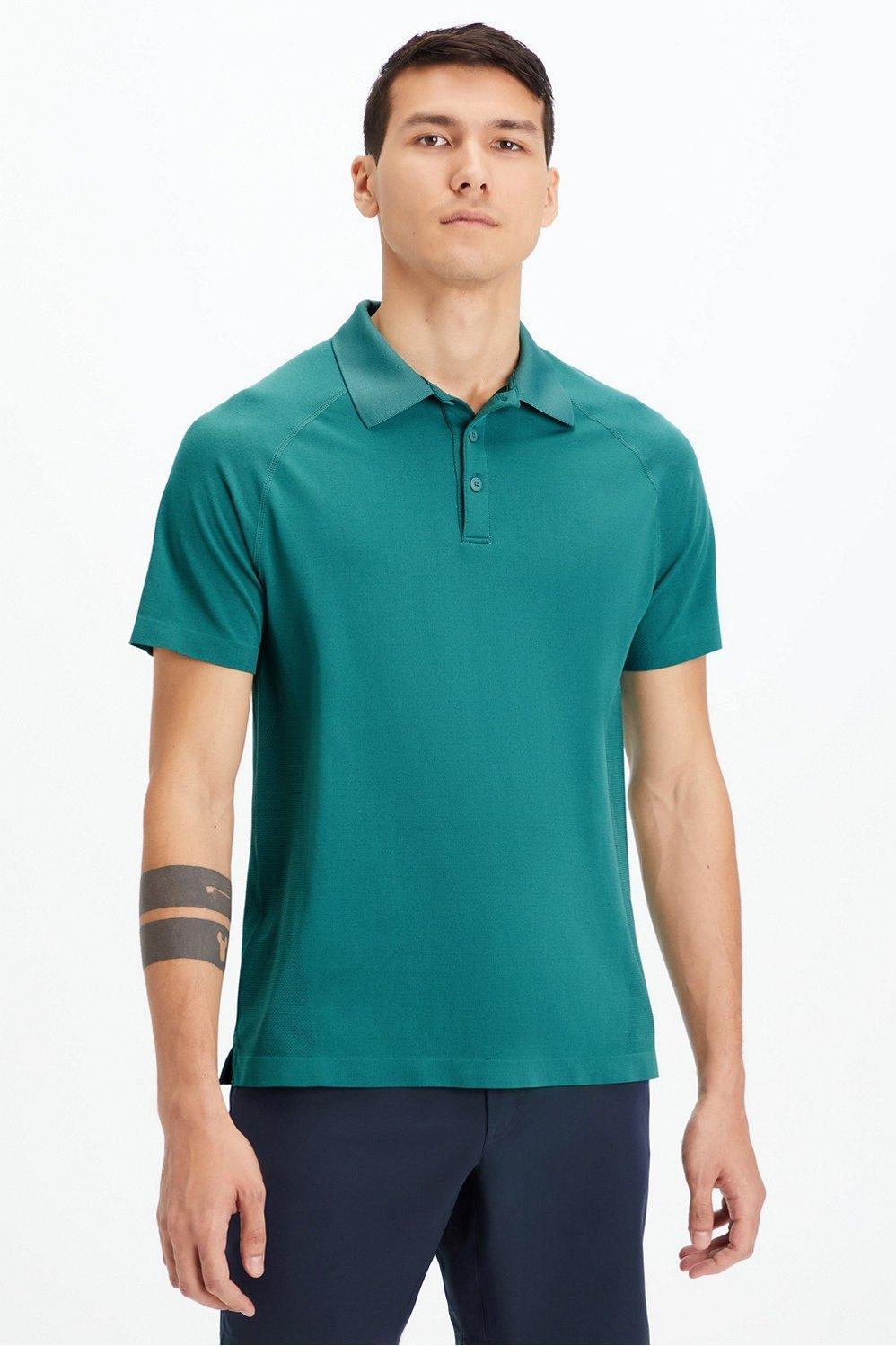 Fabletics Men The Training Day Polo male Soft Pine Size XL Product Image