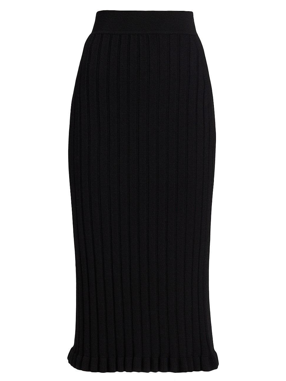 Womens COLLECTION Ruffle-Hem Rib-Knit Pencil Skirt product image