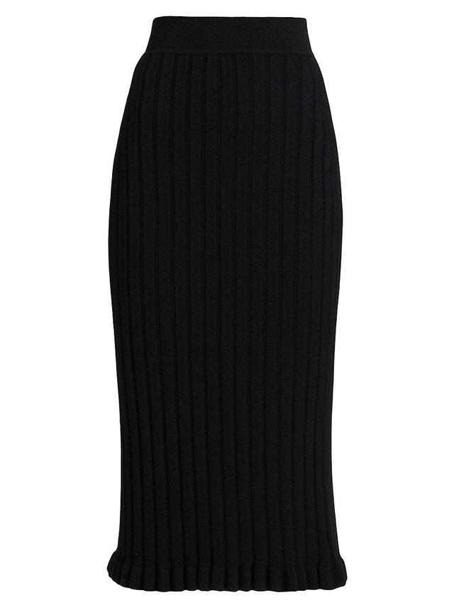 Womens COLLECTION Ruffle-Hem Rib-Knit Pencil Skirt Product Image