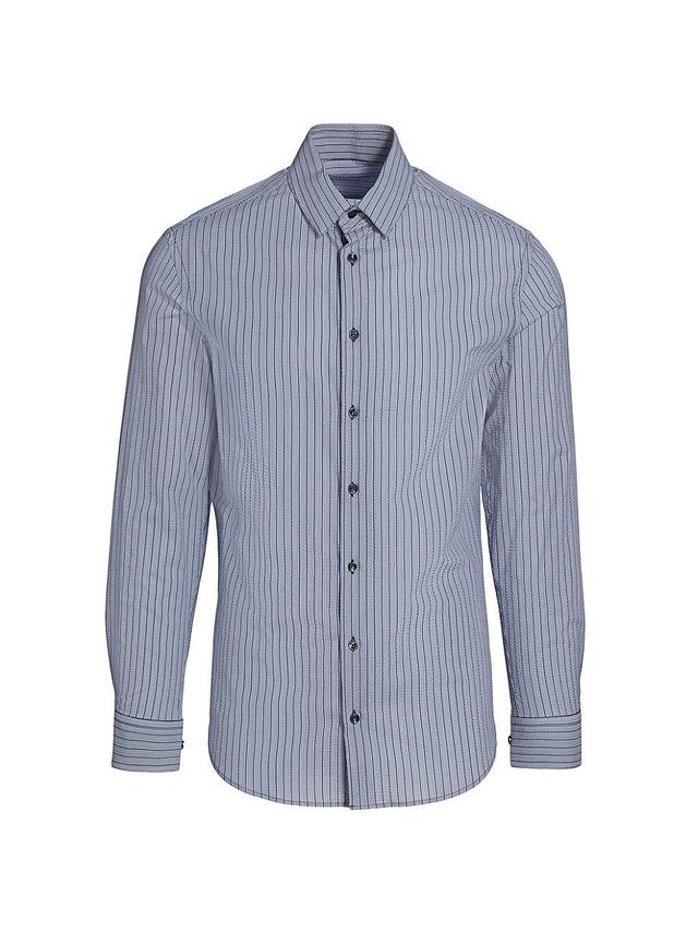 Mens Pinstriped Cotton Button-Front Shirt Product Image