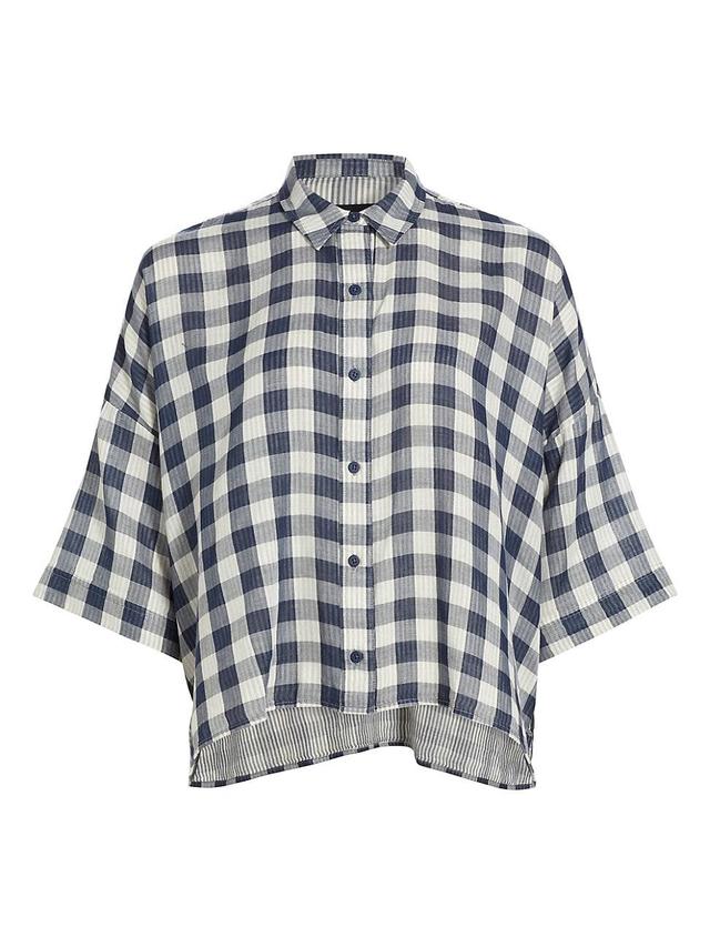 Womens Seersucker Check Cotton Shirt Product Image