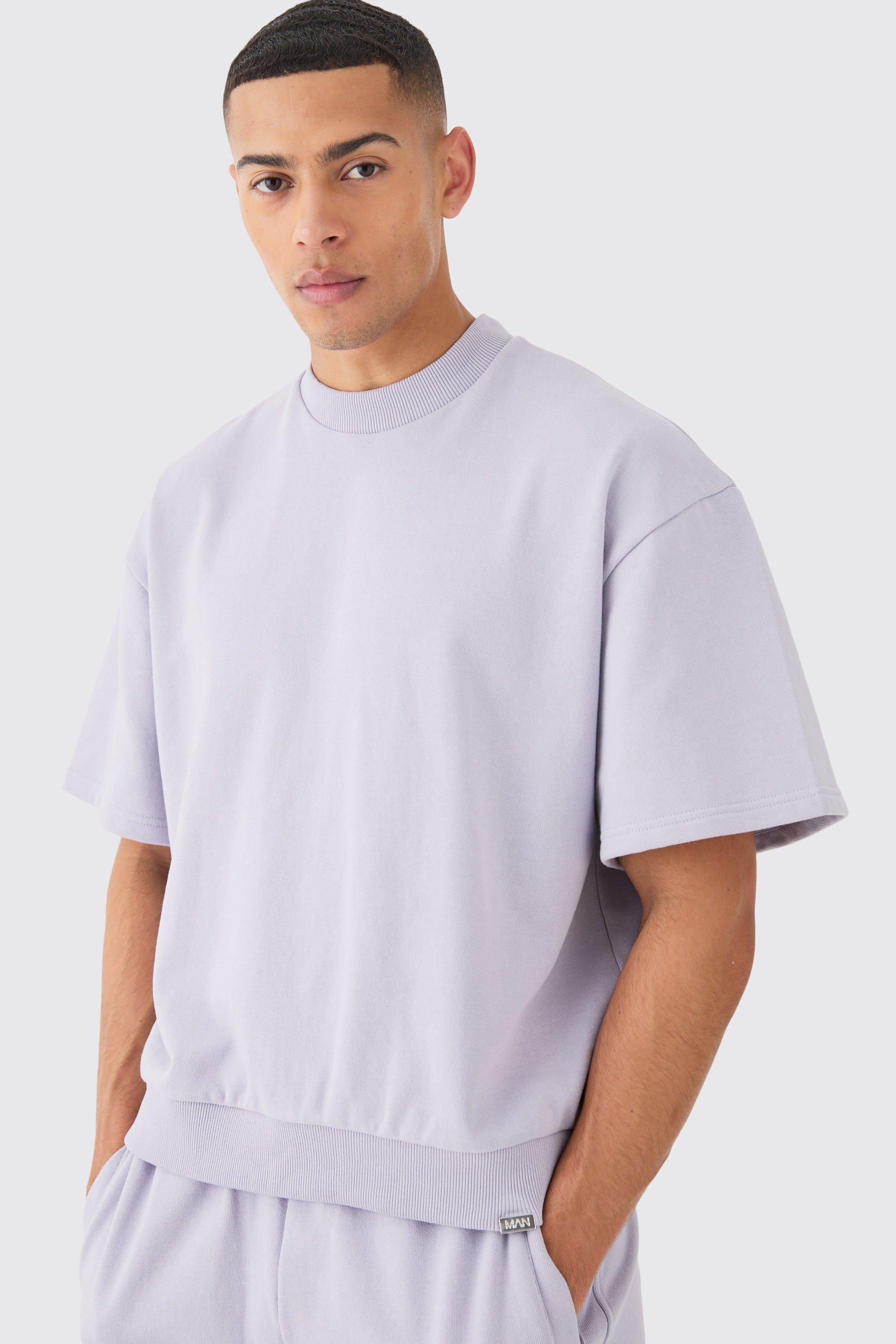 Oversized Boxy Heavyweight Short Sleeve Sweatshirt | boohooMAN USA Product Image