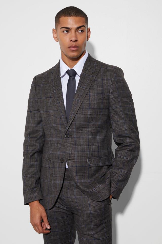 Slim Single Breasted Large Plaid Suit Jacket | boohooMAN USA Product Image