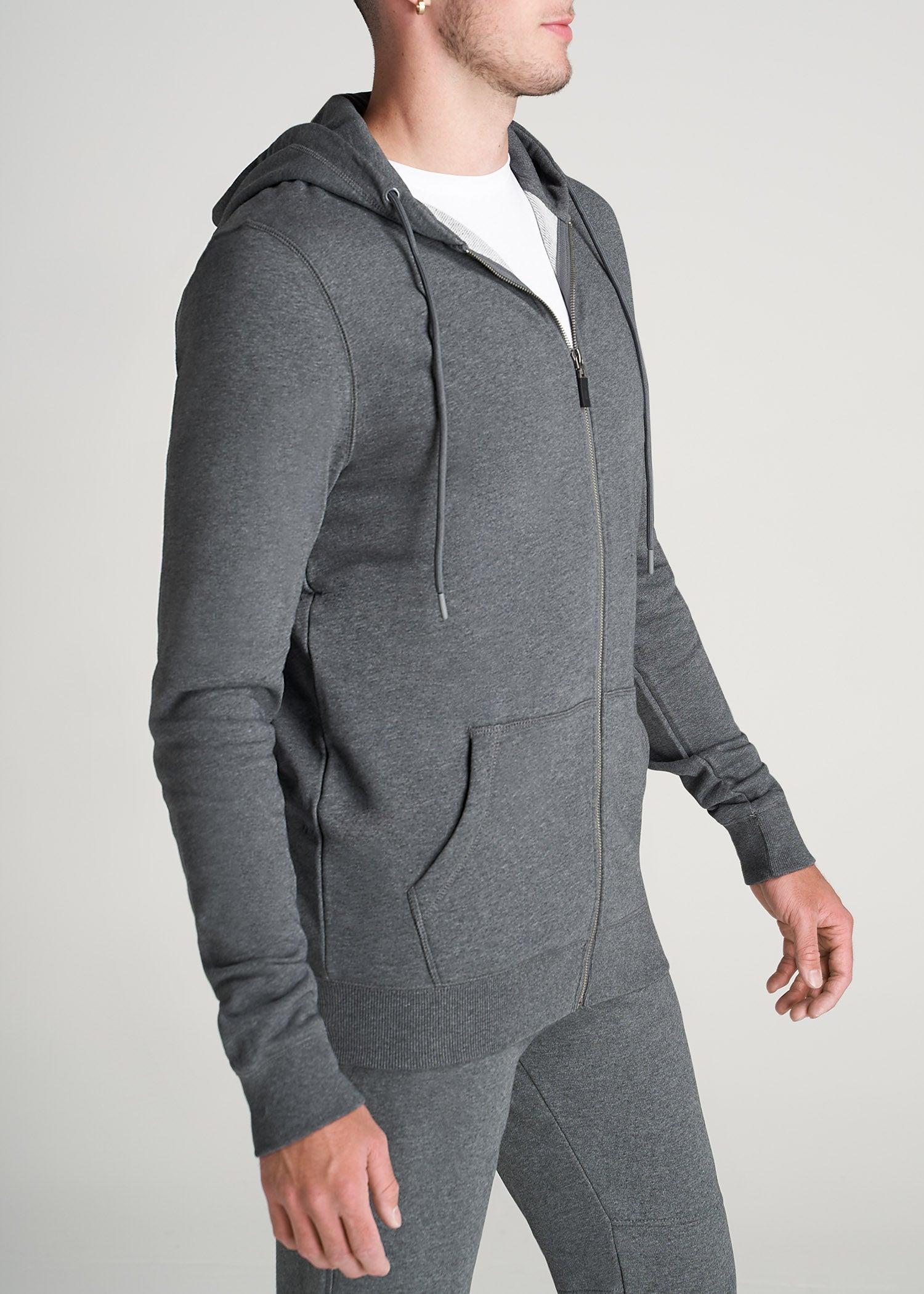 Wearever French Terry Full-Zip Men's Tall Hoodie in Charcoal Mix Male Product Image