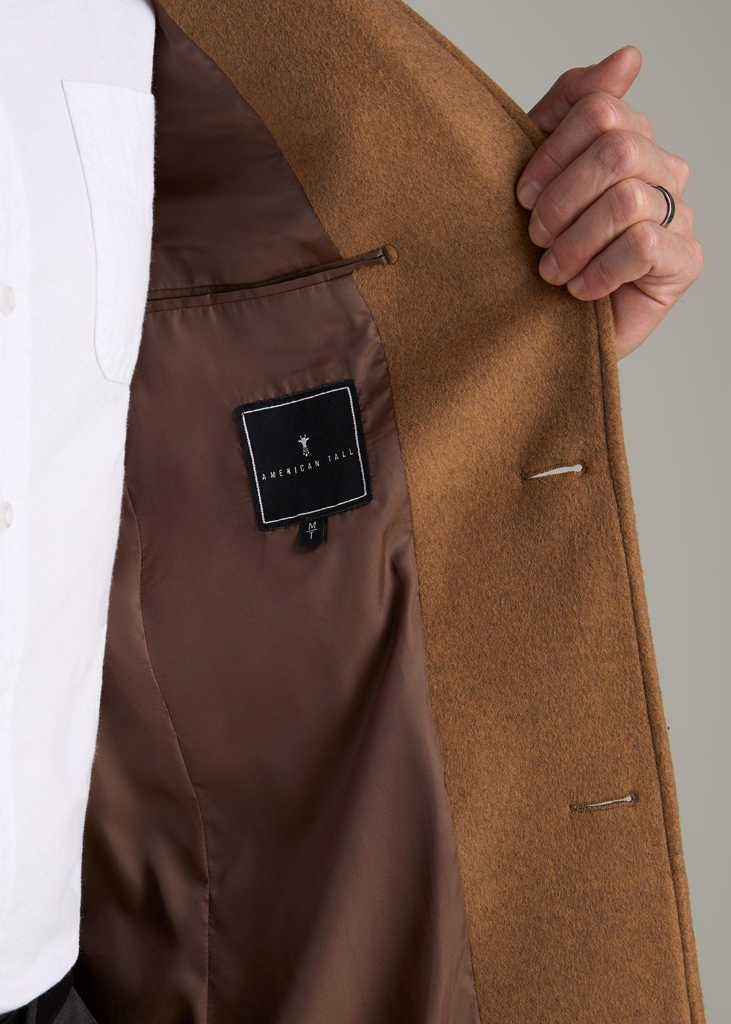 Wool Coat for Tall Men in Camel Male Product Image