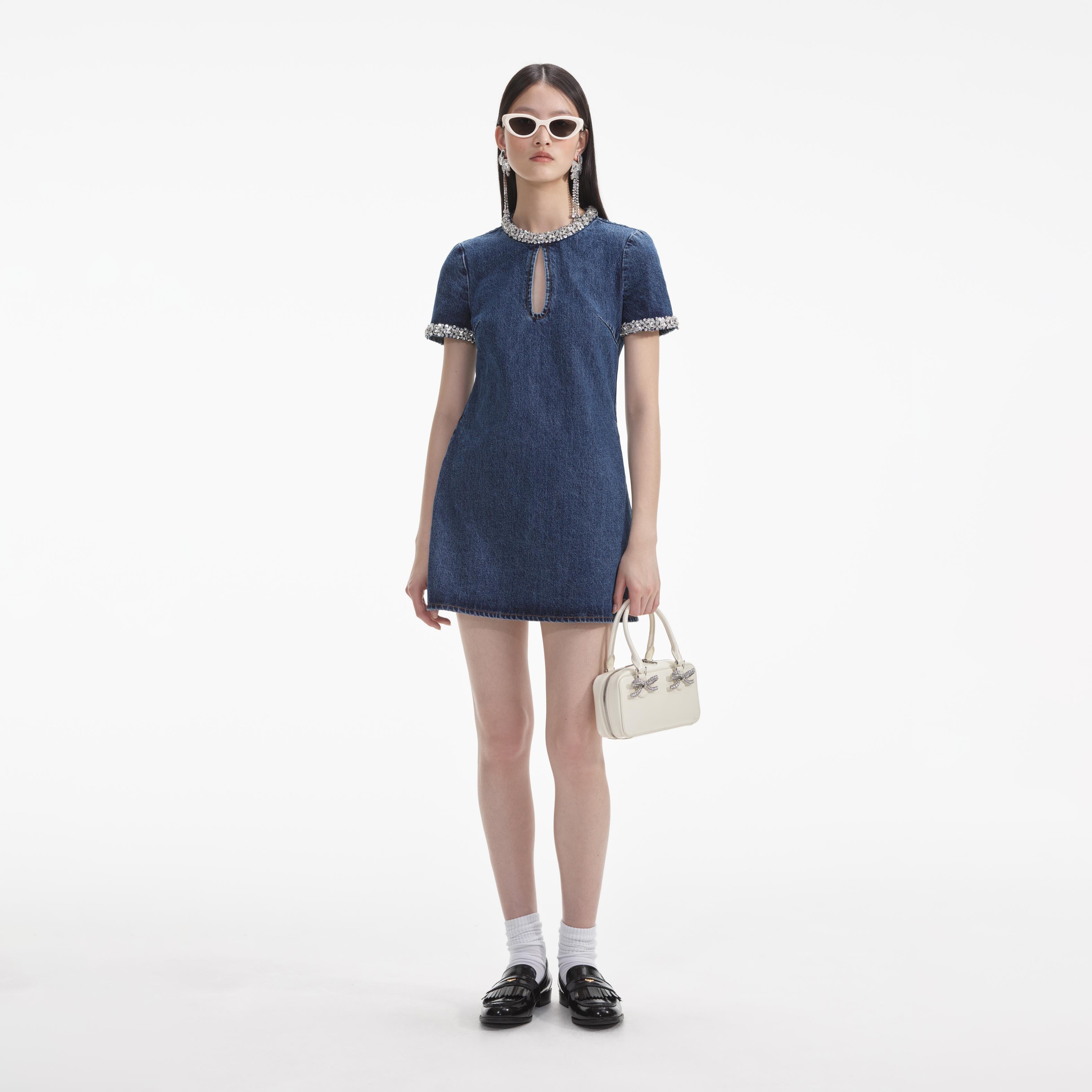 Embellished Denim Mini Dress product image