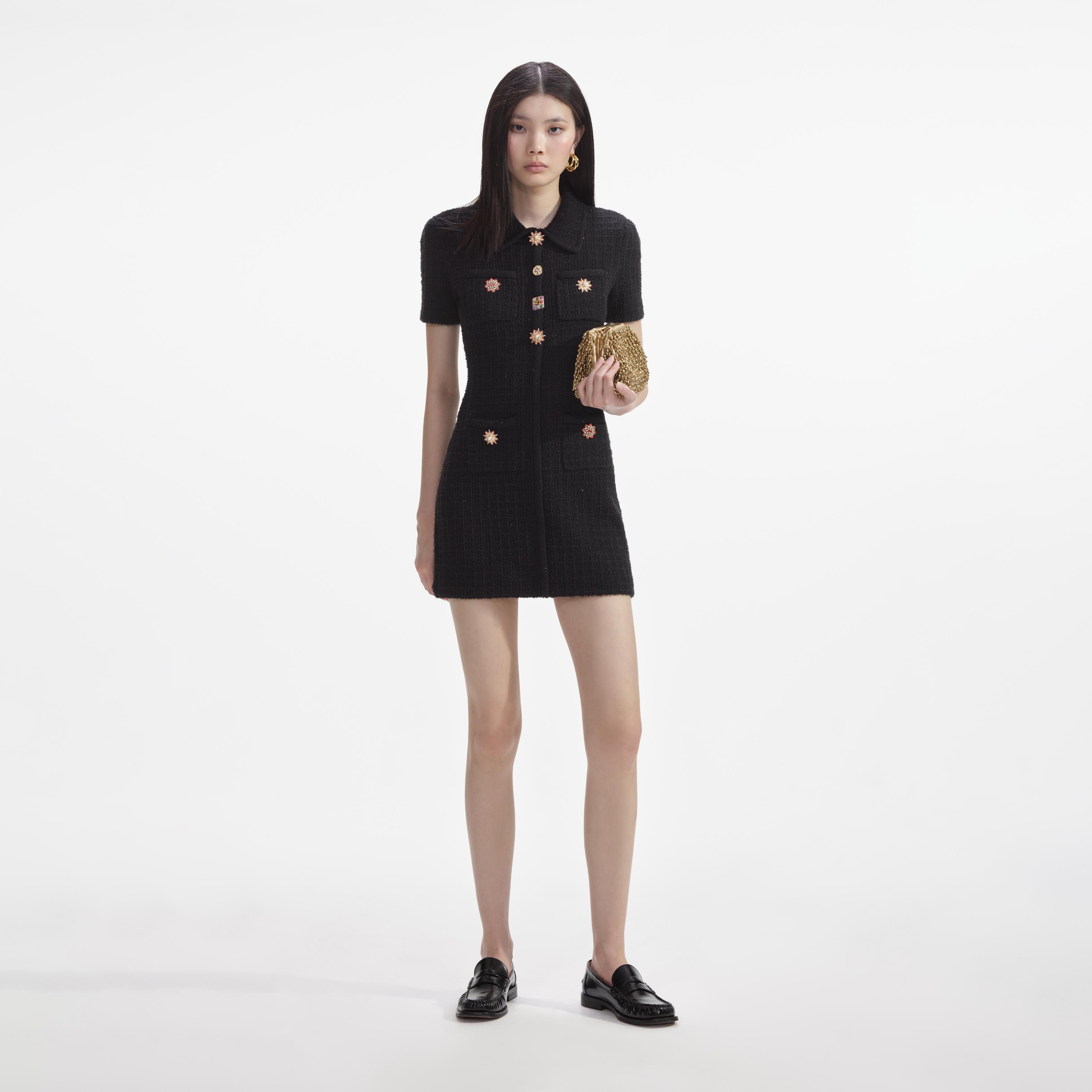 Black Jewel Button Knit Mini Dress product image