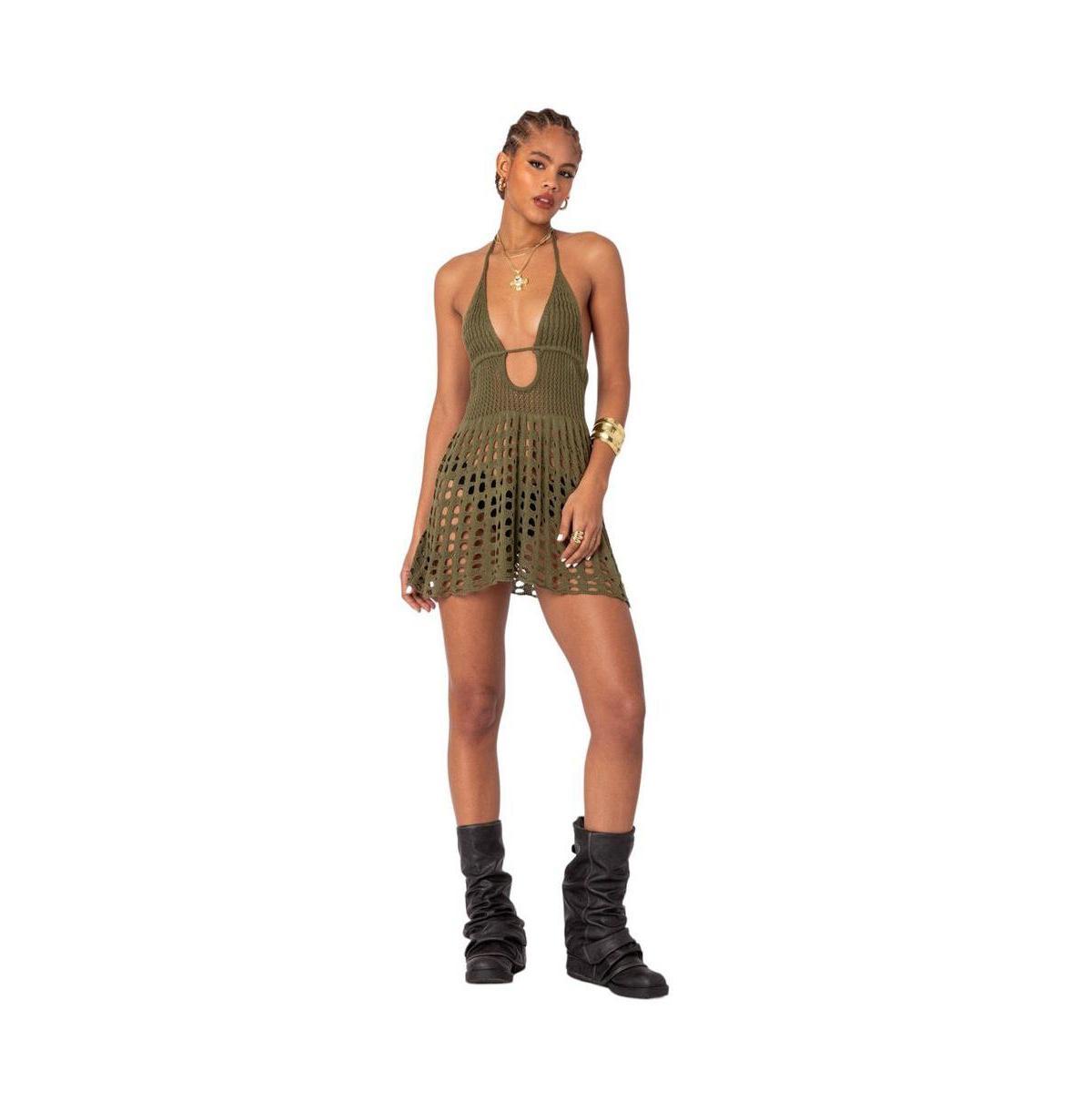 Edikted Womens Austin Open Back Crochet Mini Dress Product Image