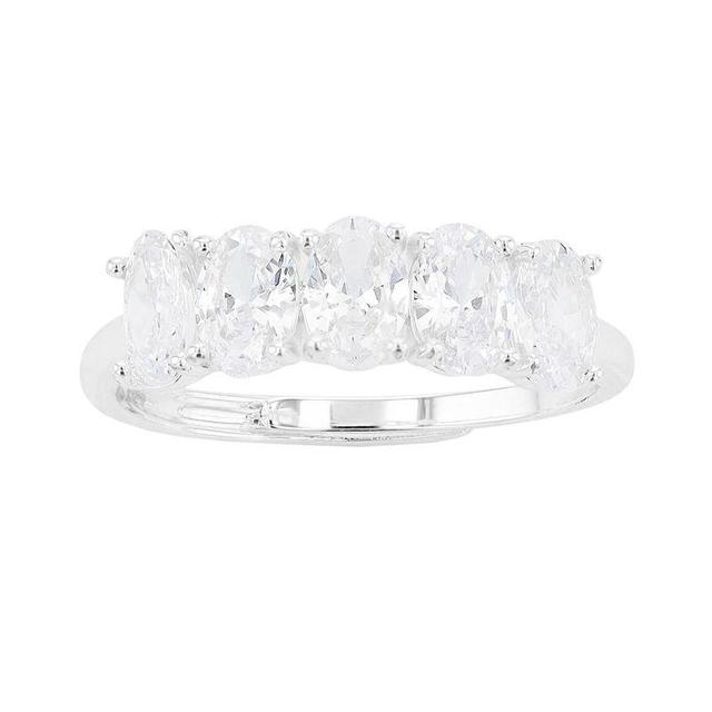 City Luxe 5-Stone Birthstone Crystal Ring, Womens, Silver Tone April Product Image