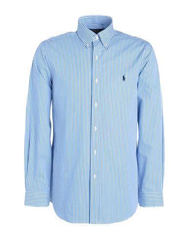 POLO RALPH LAUREN Slim Fit Striped Stretch Poplin Shirt Man Shirt Blue Size L Cotton, Elastane Product Image