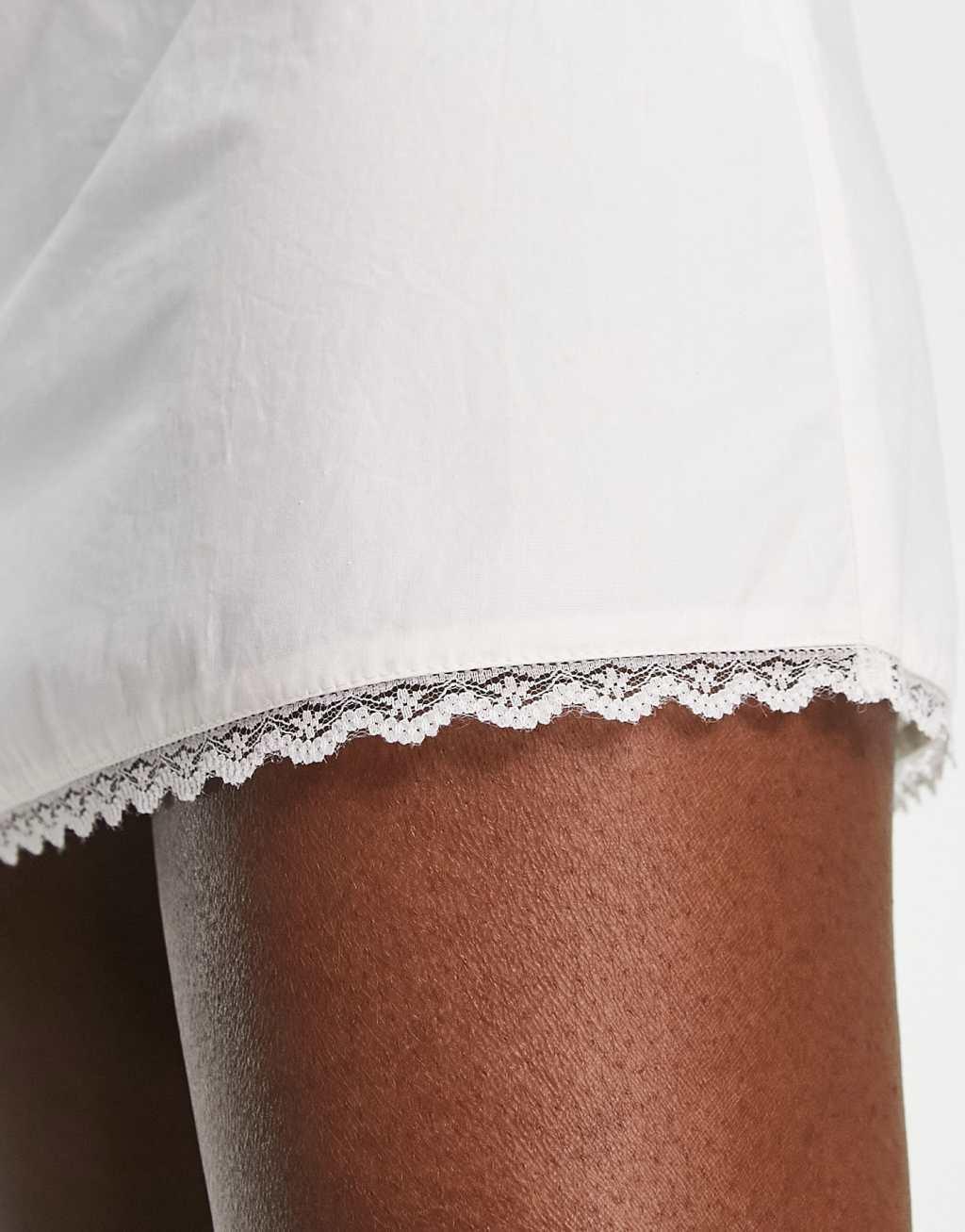 COLLUSION mini festival skirt with lace in white  Product Image