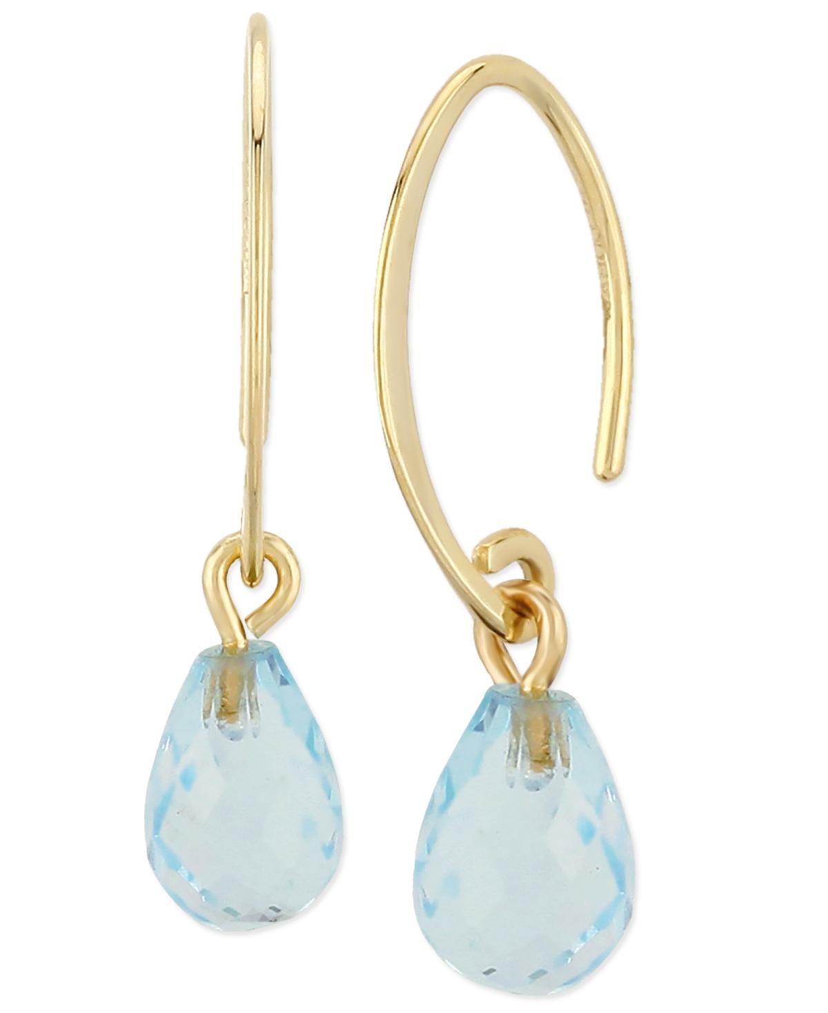 Saks Fifth Avenue Made in Italy Saks Fifth Avenue Women's 14K Yellow Gold & Blue Topaz Mini Sweep Drop Earrings - Blue Topaz  - female - Size: one-size Product Image