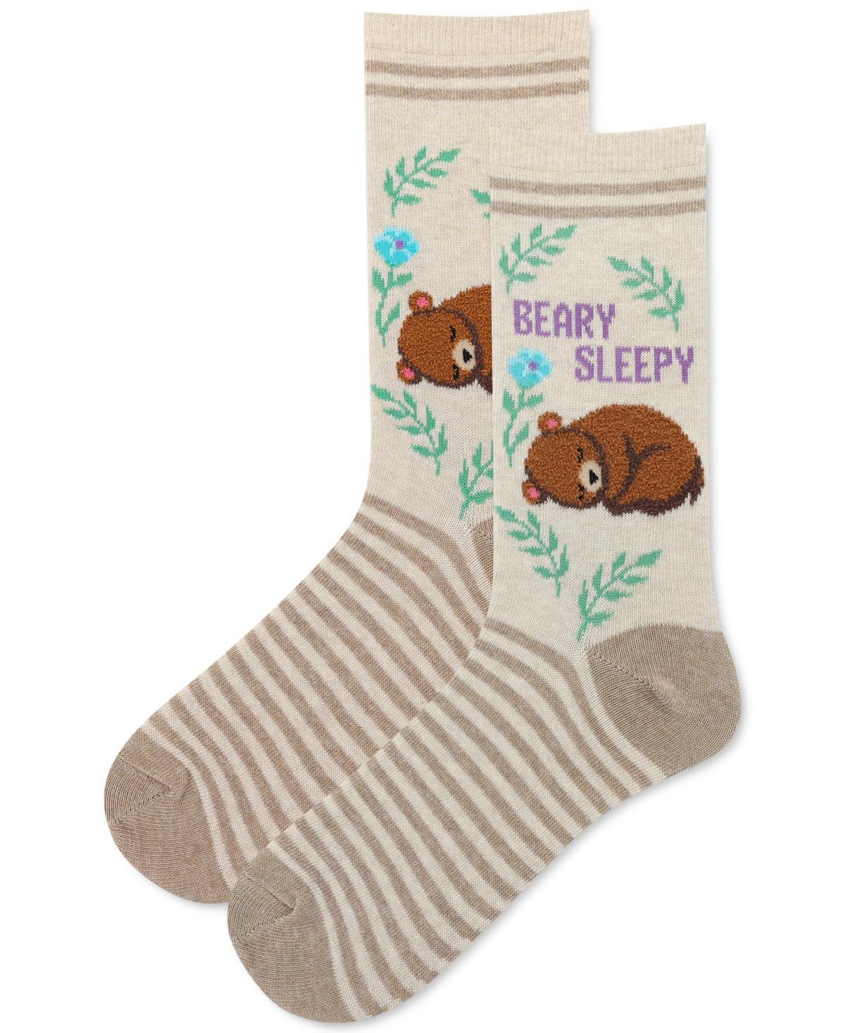 Hot Sox Womens Beary Sleepy Fuzzy Crew Socks Product Image