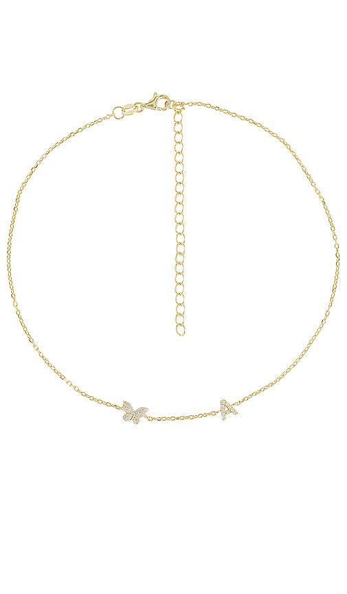 By Adina Eden Pave Butterfly Initial Choker Size A, B, C, D, E, F, G, I, J, N, O, P, T. Product Image