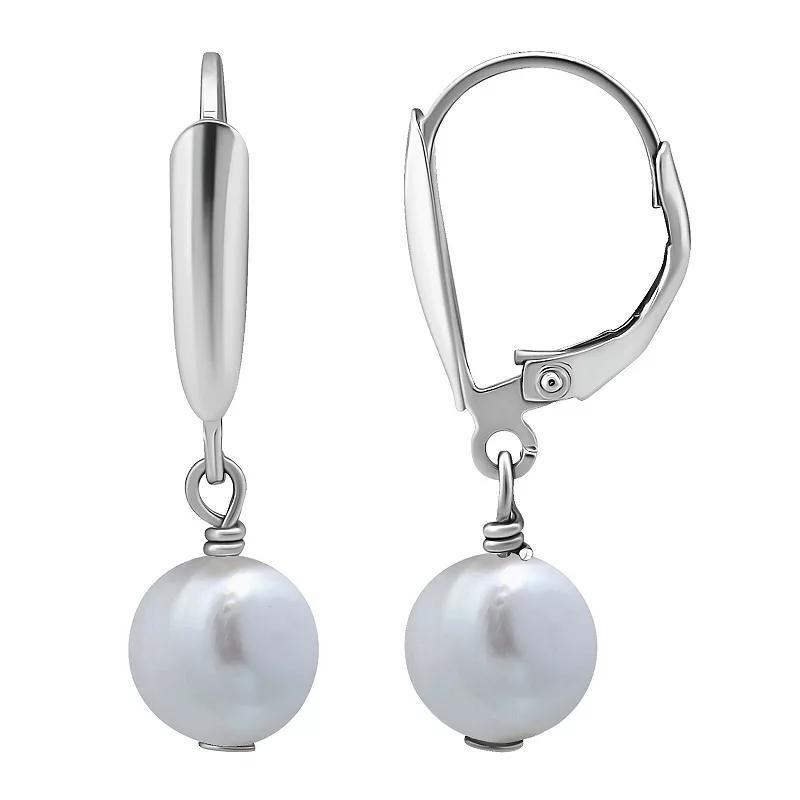 Aleure Precioso Sterling Silver Freshwater Cultured Pearl Drop Earrings, Womens, White Product Image