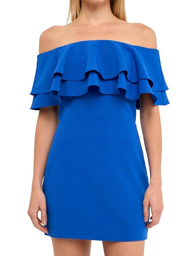 Womens Ruffled Off Shoulder Mini Dress Product Image