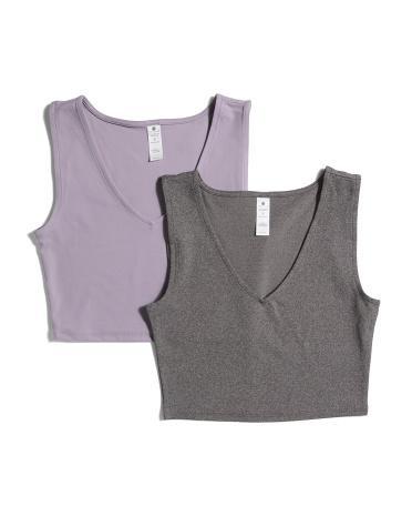 2pk Pure Cloud Lola V-neck Cropped Tank Tops for Women | Polyester/Spandex Product Image