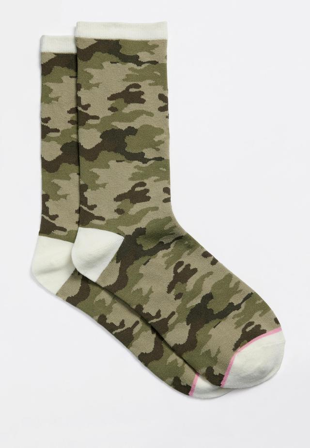 Maurices Womens Camo Crew Socks Green Size One Size Product Image