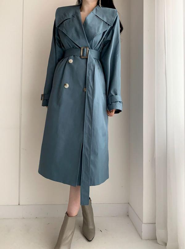 Plain Double-Breasted Trench Coat Product Image