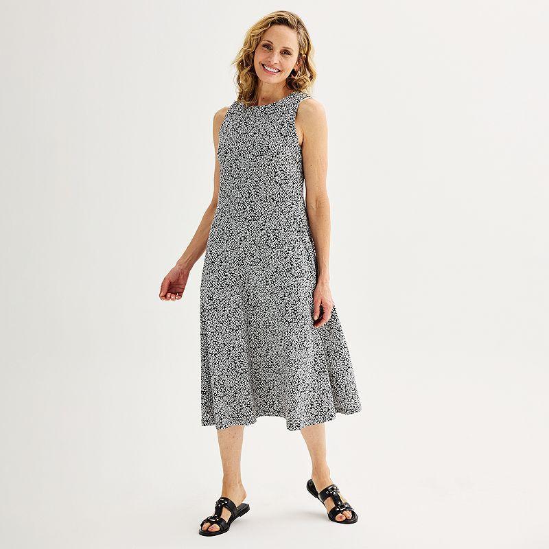 Petite Croft & Barrow Sleeveless Fit & Flare Midi Dress, Womens Product Image