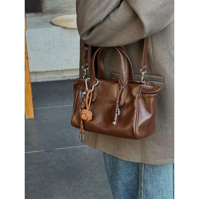 Top Handle Faux Leather Crossbody Bag Product Image