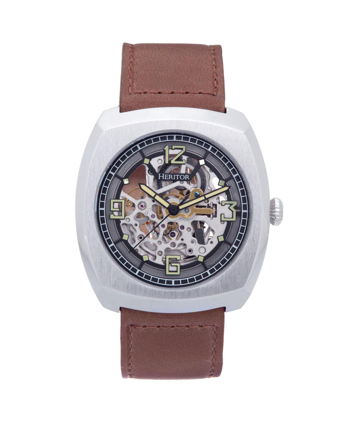 Men's Heritor Automatic Gatling Skeletonized Leather-Band Watch, 0 Product Image