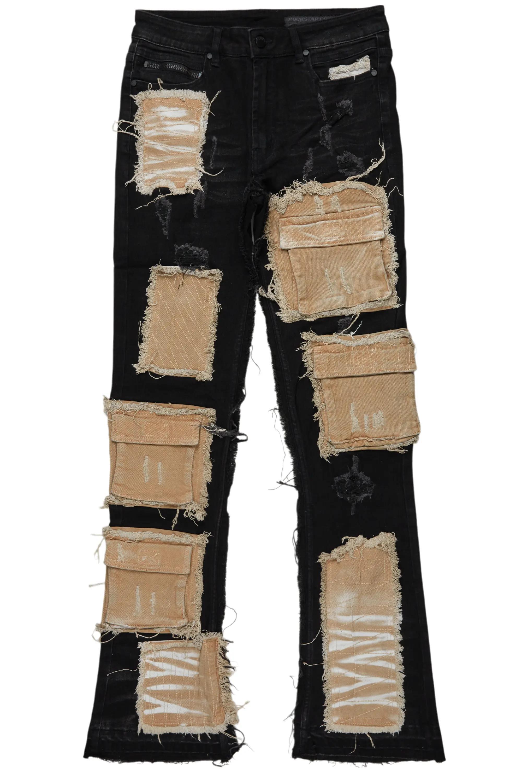 Monet Black Stacked Flare Jean Male Product Image