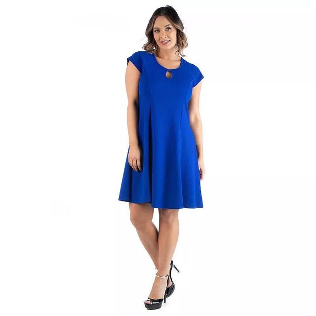 Plus Size 24seven Comfort Apparel Keyhole Neck Fit And Flare Dress, Womens Product Image