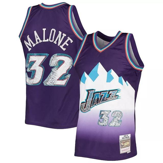 Mens Mitchell & Ness Karl Malone Purple Utah Jazz 1996-97 Hardwood Classics 75th Anniversary Diamond Swingman Jersey Product Image