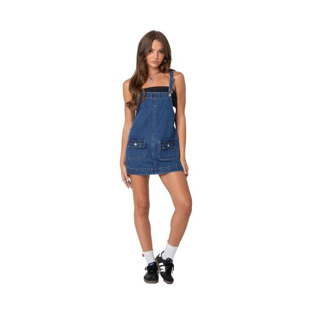 Edikted Womens Overall denim mini dress Product Image