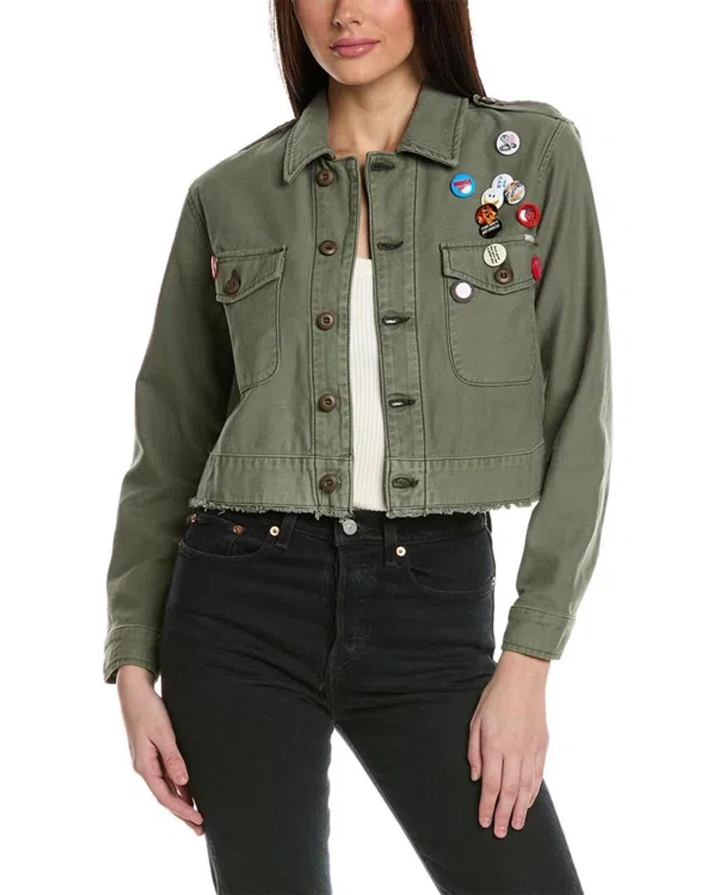 Denim The Cropped Veteran Jacket In Green product image