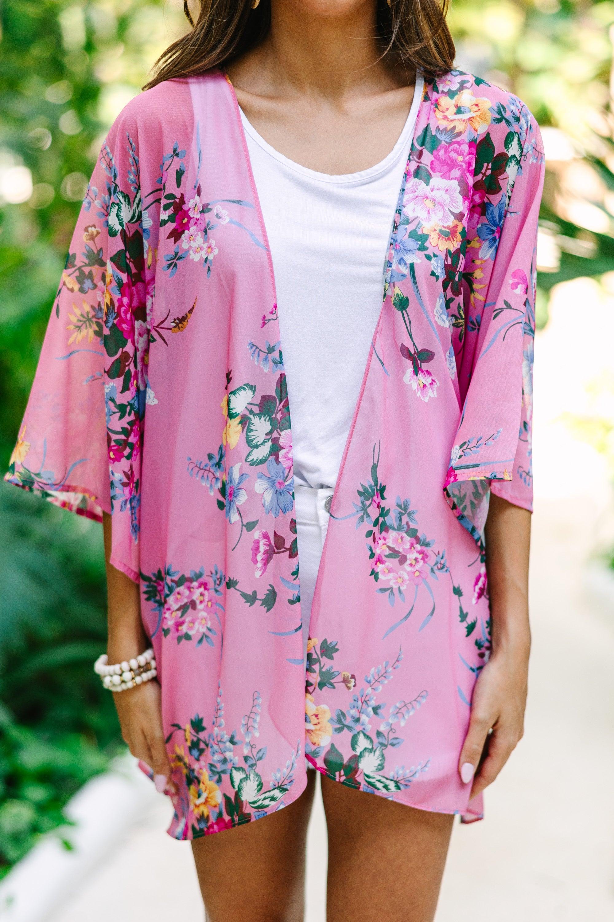 Such A Joy Light Pink Floral Kimono Female Product Image