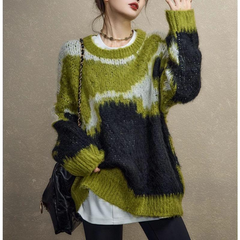 Crew Neck Patterned Sweater Product Image