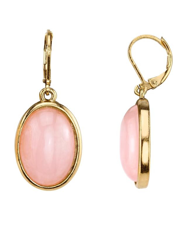 1928 Oval Cabochon Drop Earrings, Womens, Pink Product Image