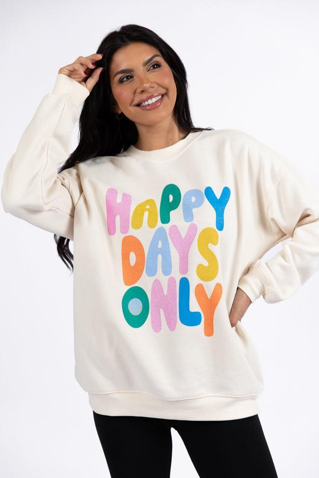 Happy Days Only Cream Oversized Graphic Sweatshirt Product Image